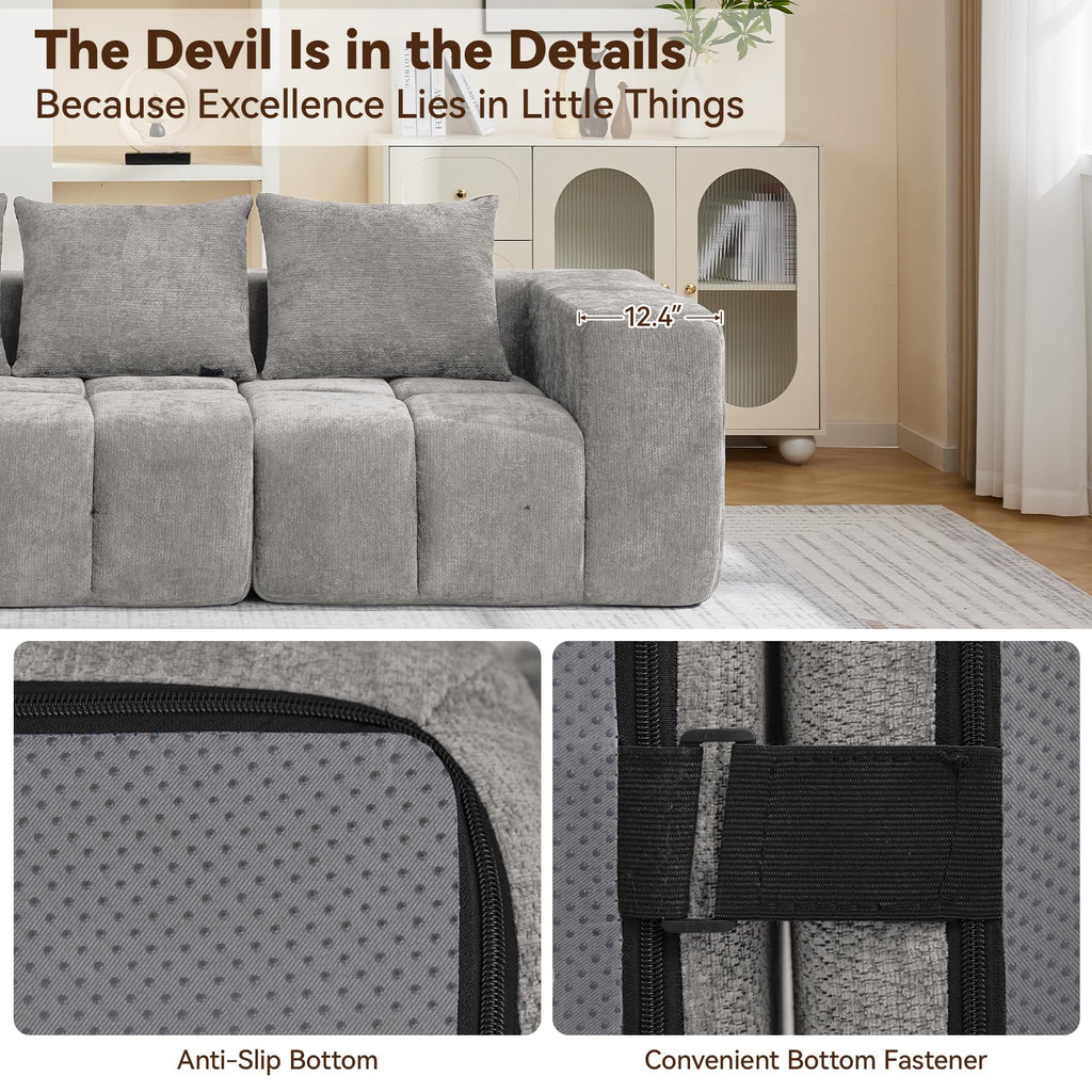 Light Grey Oversized Tufted Memory Foam Loveseat F59615