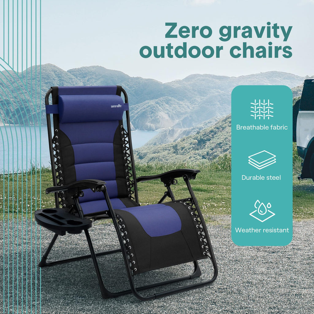 Foldable Adjustable Zero Gravity Lounge Chair with Cup Holder and Side Table S596