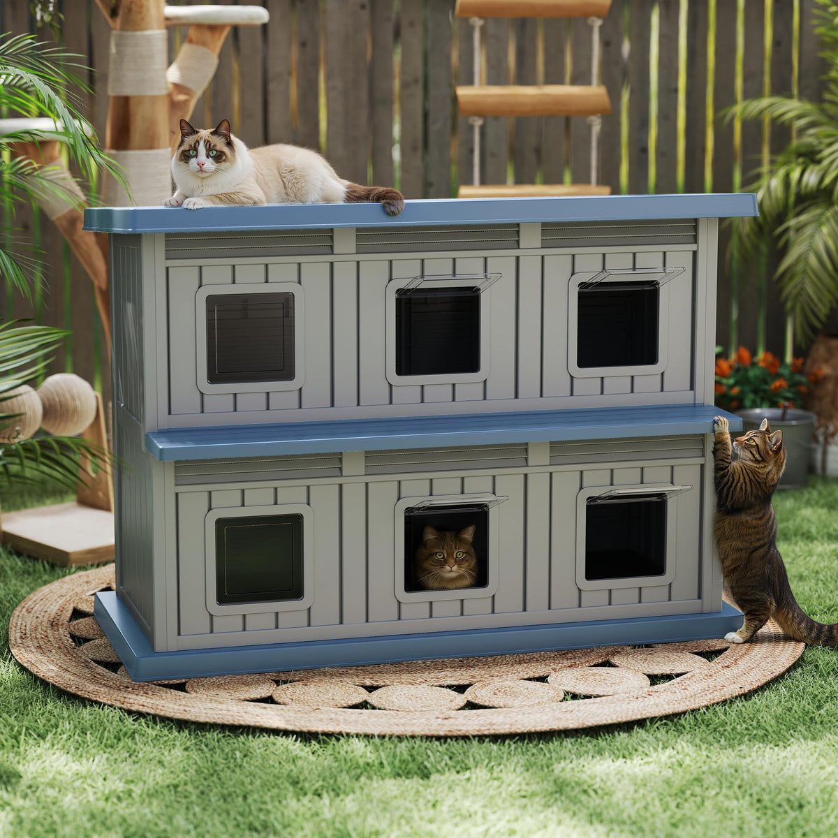 Resin Double-Decker Outdoor Cat House T535