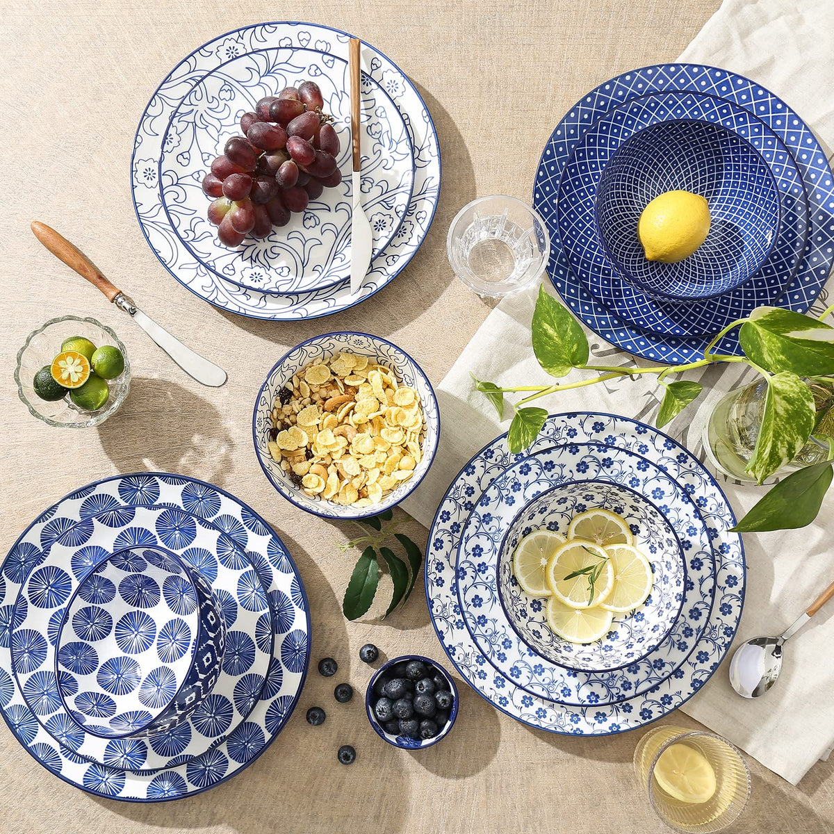 10 inch Porcelain Dinner Plates + 12-Pieces Dinnerware Sets E9600