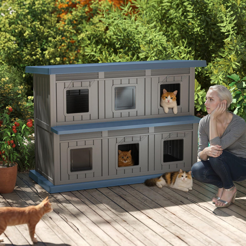 Resin Double-Decker Outdoor Cat House T535