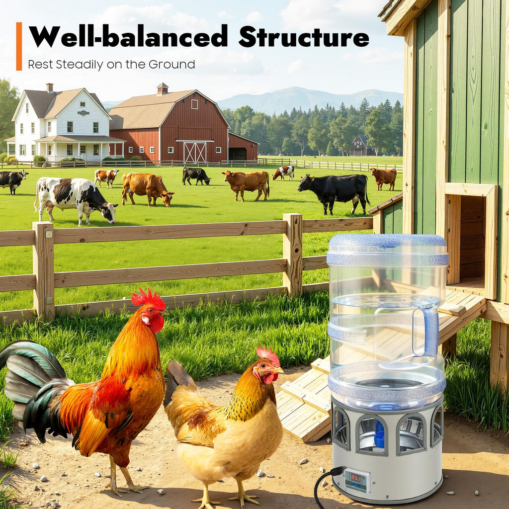 5 Gal Heated Chicken Waterer 80W Adjustable Temperature P4313