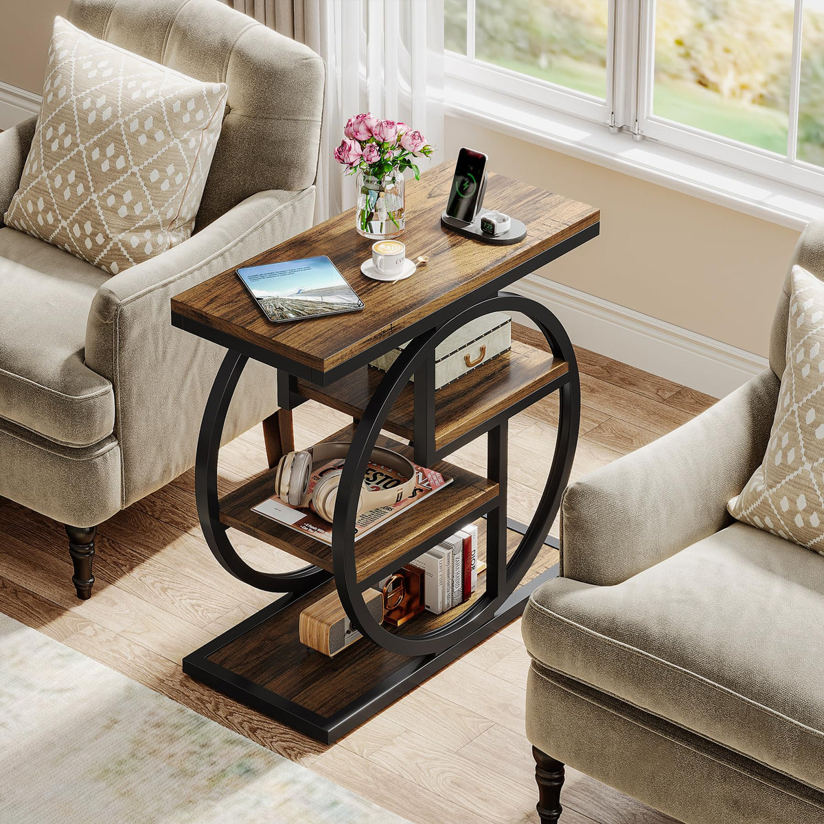 4-Tier Narrow Side Table with Storage Shelves M2300