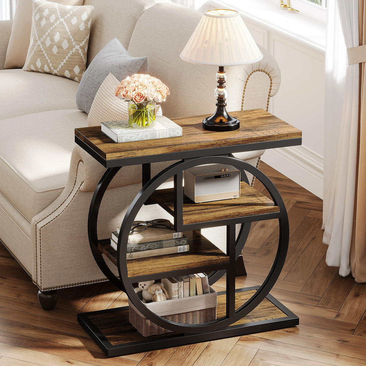 4-Tier Narrow Side Table with Storage Shelves M2300