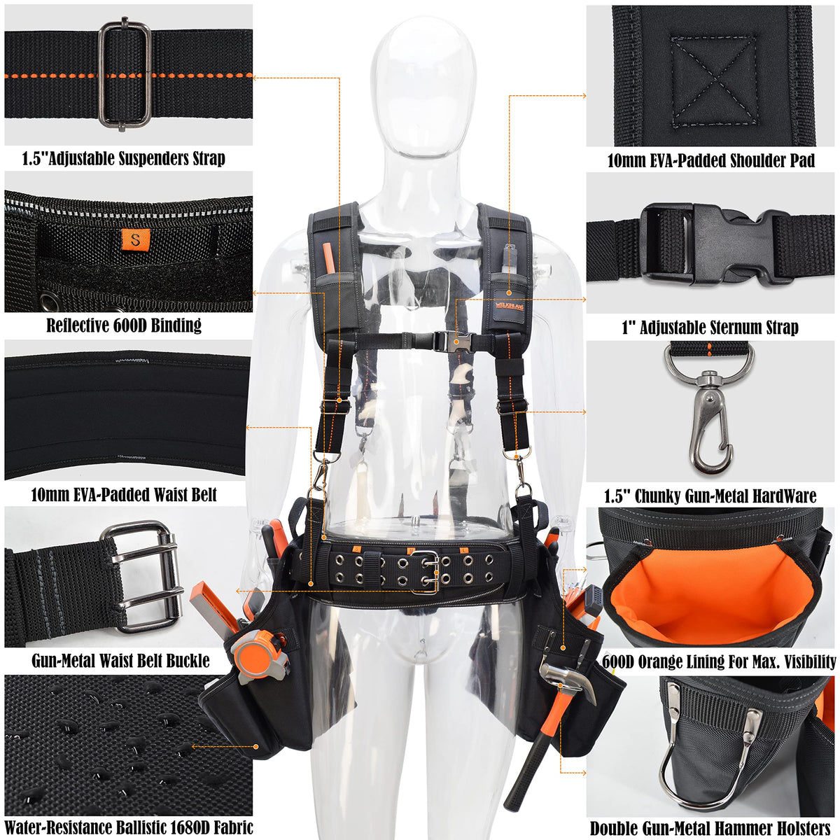 39 Pockets Tool Belts with Suspenders Q7799